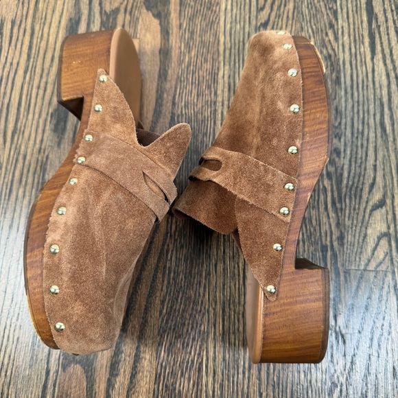 Avellini Brown suede Italian wooden clogs Size 39/8 - Picture 9 of 9